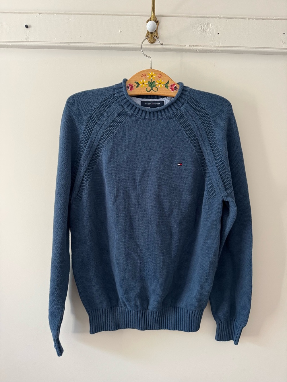 100% Cotton - Tommy Hilfiger Slate Blue Roll Neck Sweater